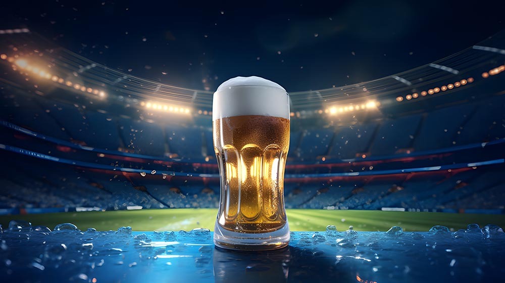 Ølglass i idrettsarena